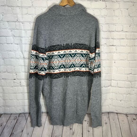 American Eagle‎ AE Sweater Mens LT Shawl Collared Button up Gray Cabincore - Picture 3 of 6